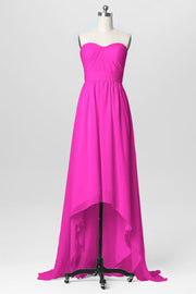 Chiffon Column Strapless Sleeveless Bridesmaid Dress-B03040