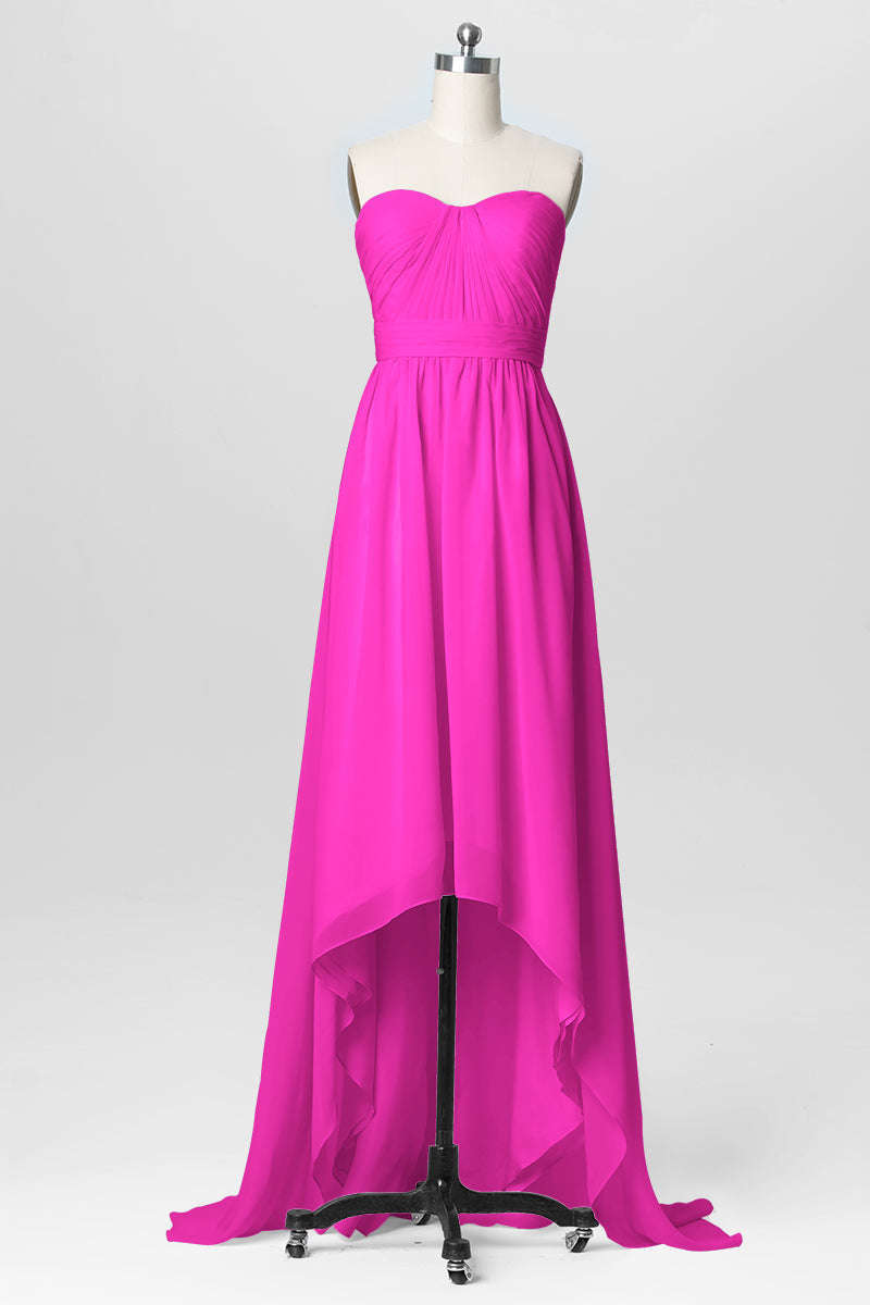 Chiffon Column Strapless Sleeveless Bridesmaid Dress-B03040