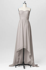Chiffon Column Strapless Sleeveless Bridesmaid Dress-B03040