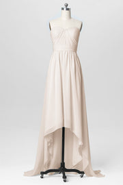 Chiffon Column Strapless Sleeveless Bridesmaid Dress-B03040