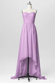 Chiffon Column Strapless Sleeveless Bridesmaid Dress-B03040