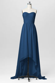 Chiffon Column Strapless Sleeveless Bridesmaid Dress-B03040