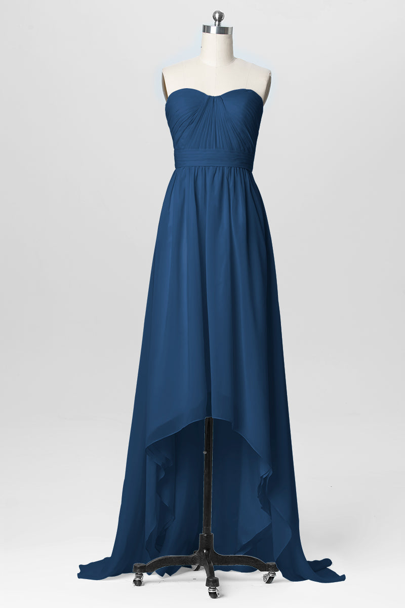 Chiffon Column Strapless Sleeveless Bridesmaid Dress-B03040
