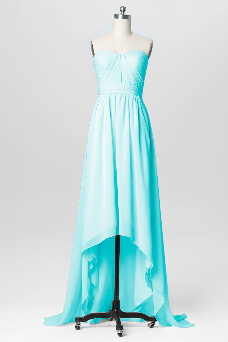 Chiffon Column Strapless Sleeveless Bridesmaid Dress-B03040