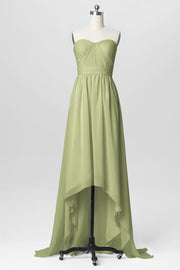Chiffon Column Strapless Sleeveless Bridesmaid Dress-B03040