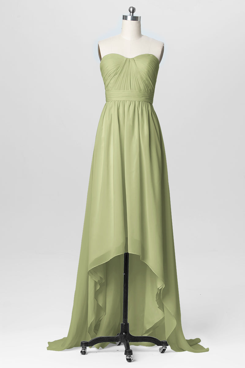 Chiffon Column Strapless Sleeveless Bridesmaid Dress-B03040
