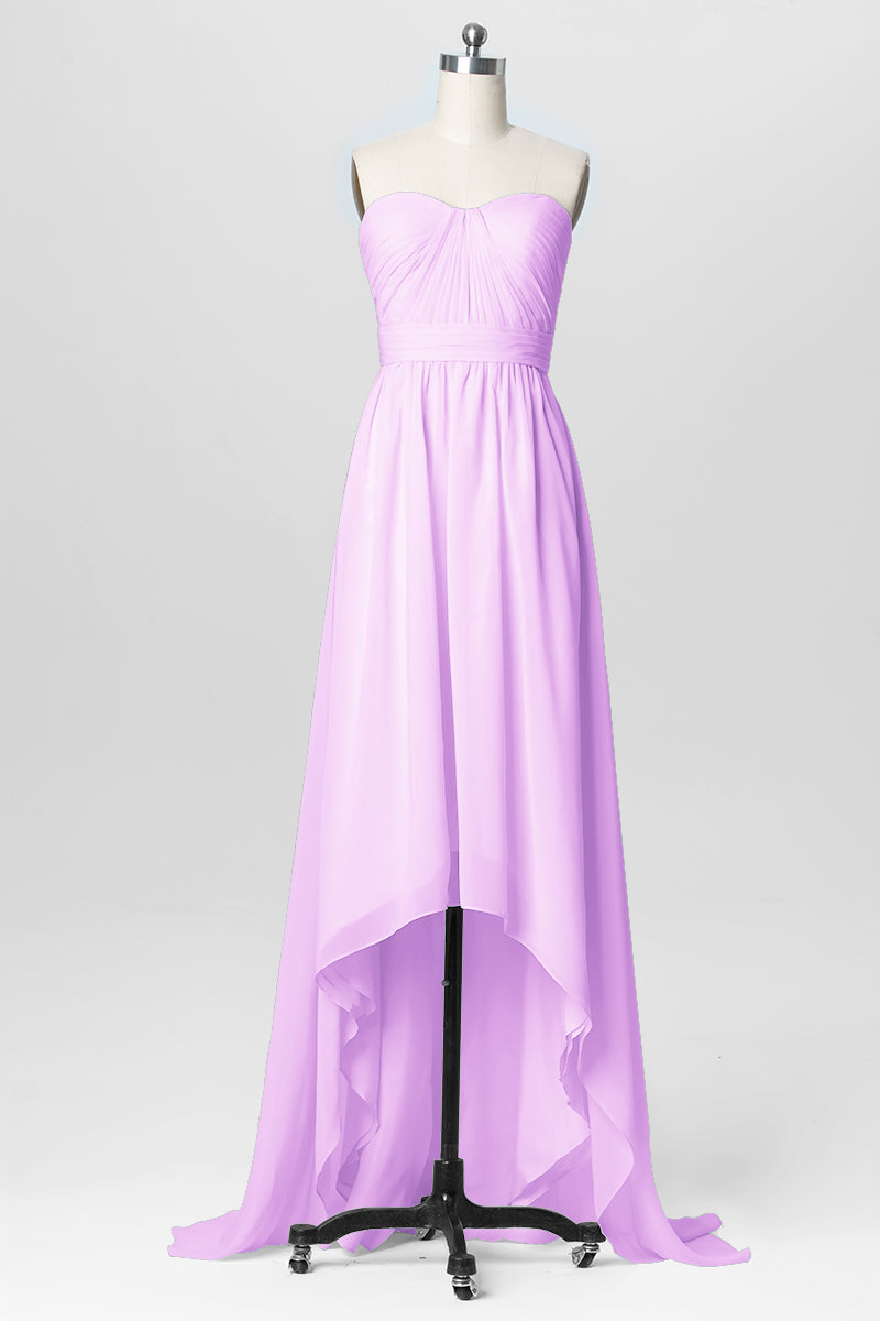 Chiffon Column Strapless Sleeveless Bridesmaid Dress-B03040