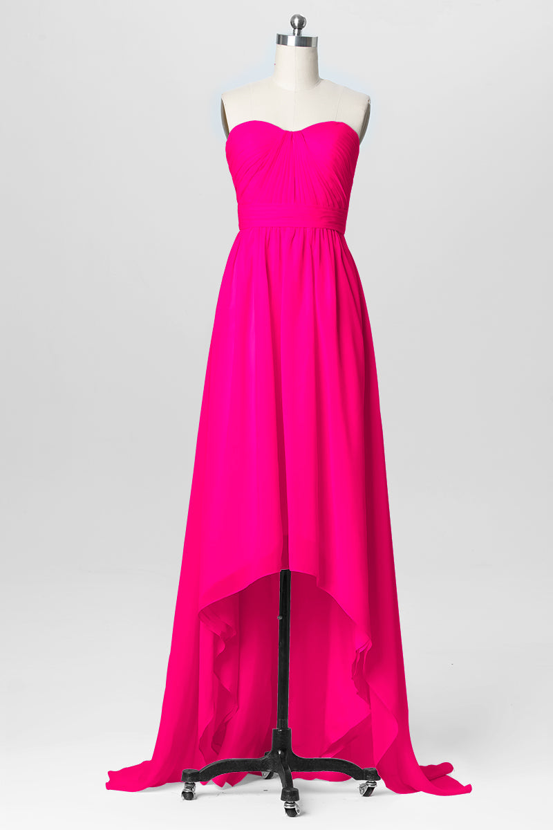 Chiffon Column Strapless Sleeveless Bridesmaid Dress-B03040