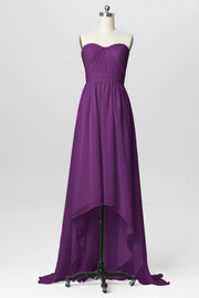 Chiffon Column Strapless Sleeveless Bridesmaid Dress-B03040