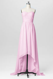 Chiffon Column Strapless Sleeveless Bridesmaid Dress-B03040
