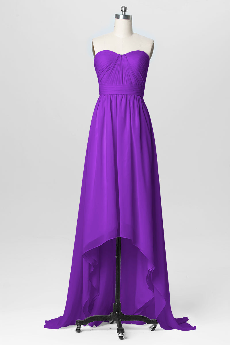 Chiffon Column Strapless Sleeveless Bridesmaid Dress-B03040