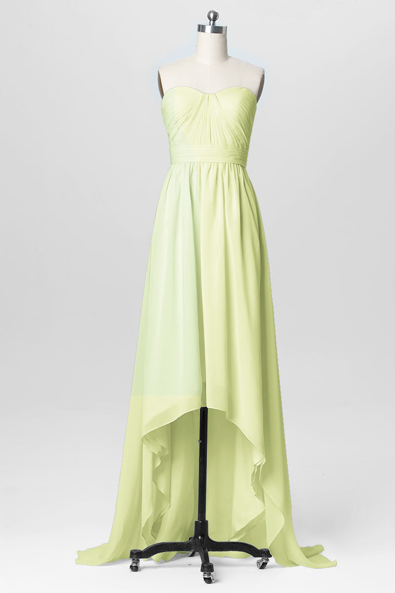 Chiffon Column Strapless Sleeveless Bridesmaid Dress-B03040