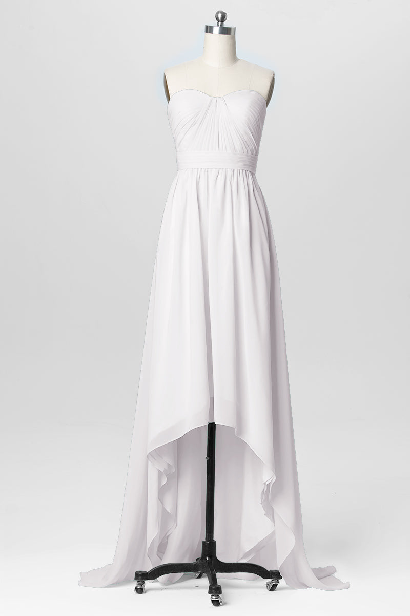 Chiffon Column Strapless Sleeveless Bridesmaid Dress-B03040