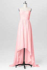 Chiffon Column Strapless Sleeveless Bridesmaid Dress-B03040
