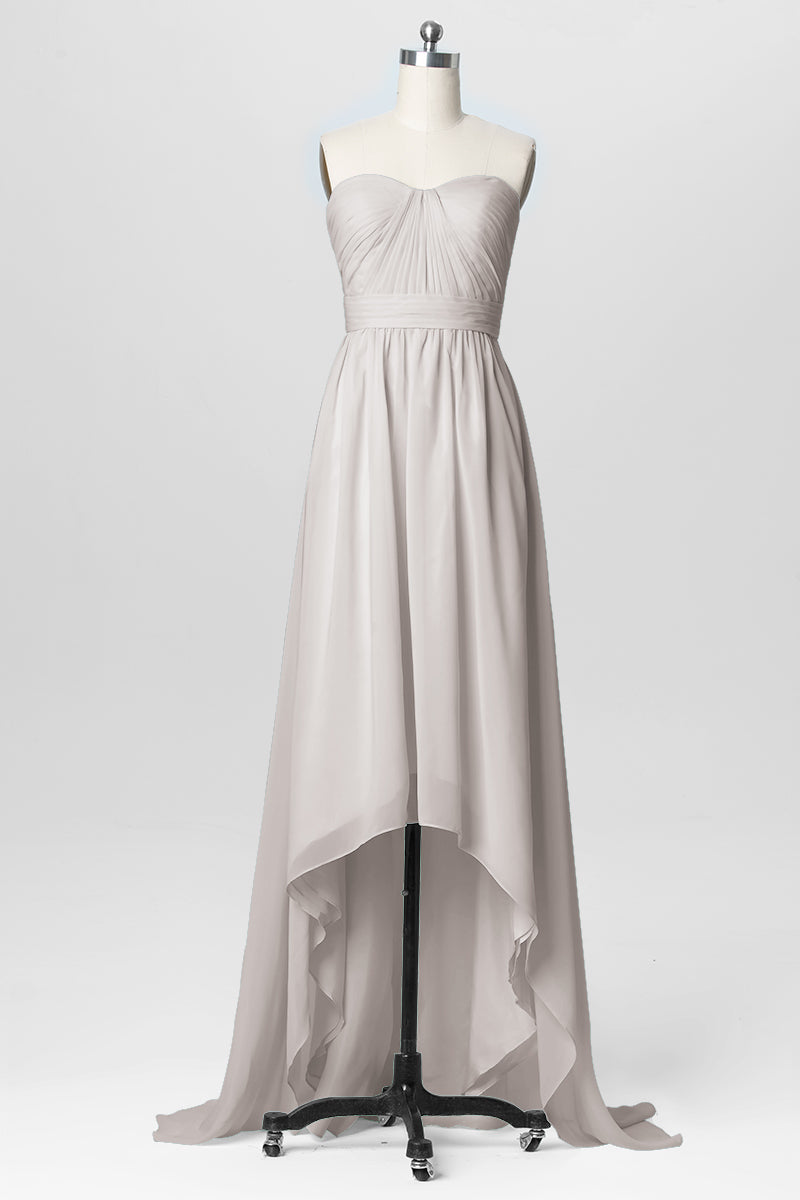 Chiffon Column Strapless Sleeveless Bridesmaid Dress-B03040