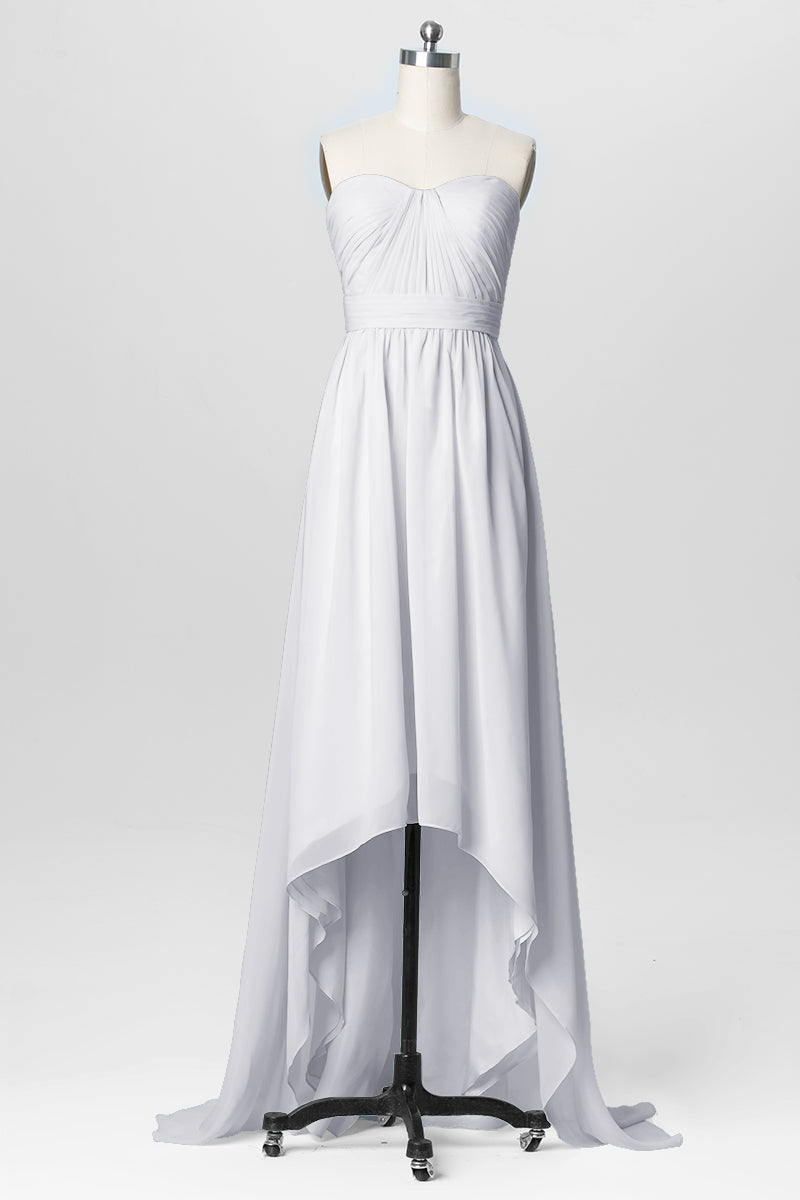 Chiffon Column Strapless Sleeveless Bridesmaid Dress-B03040