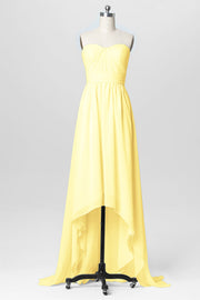 Chiffon Column Strapless Sleeveless Bridesmaid Dress-B03040