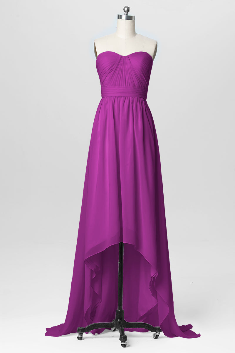 Chiffon Column Strapless Sleeveless Bridesmaid Dress-B03040