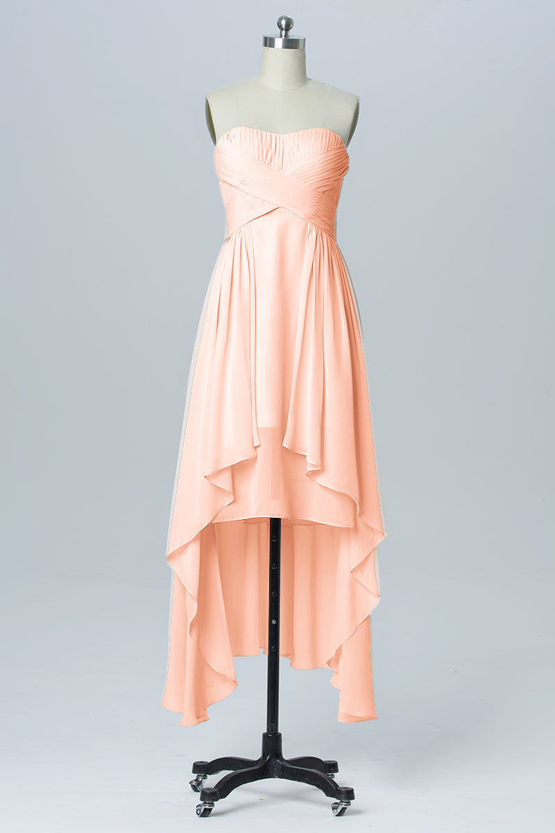 Chiffon Column Sweetheart Sleeveless Bridesmaid Dress-B03051