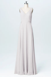 Chiffon Column V-Neck Sleeveless Bridesmaid Dress-B03056