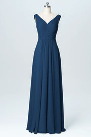 Chiffon Column V-Neck Sleeveless Bridesmaid Dress-B03059
