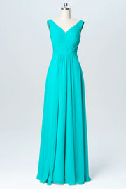 Chiffon Column V-Neck Sleeveless Bridesmaid Dress-B03059