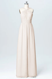 Chiffon Column Criss Cross Straps Sleeveless Bridesmaid Dress-B03067