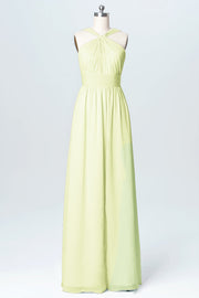Chiffon Column Criss Cross Straps Sleeveless Bridesmaid Dress-B03067