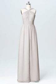 Chiffon Column Criss Cross Straps Sleeveless Bridesmaid Dress-B03067