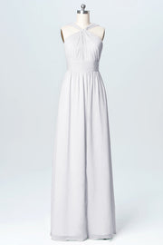 Chiffon Column Criss Cross Straps Sleeveless Bridesmaid Dress-B03067