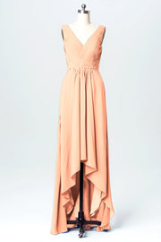 Chiffon Column V-Neck Sleeveless Bridesmaid Dress-B03071