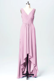 Chiffon Column V-Neck Sleeveless Bridesmaid Dress-B03071