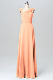Chiffon Column Straps Sleeveless Bridesmaid Dress-B03082