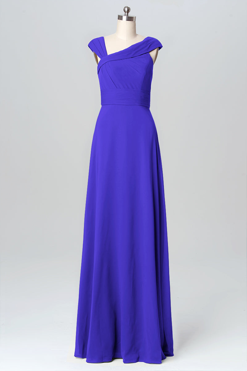 Chiffon Column Straps Sleeveless Bridesmaid Dress-B03082