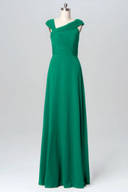 Chiffon Column Straps Sleeveless Bridesmaid Dress-B03082