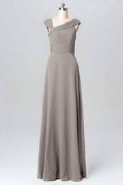 Chiffon Column Straps Sleeveless Bridesmaid Dress-B03082