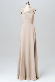 Chiffon Column Straps Sleeveless Bridesmaid Dress-B03082
