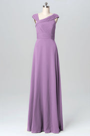 Chiffon Column Straps Sleeveless Bridesmaid Dress-B03082