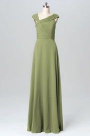 Chiffon Column Straps Sleeveless Bridesmaid Dress-B03082