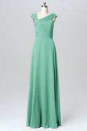 Chiffon Column Straps Sleeveless Bridesmaid Dress-B03082
