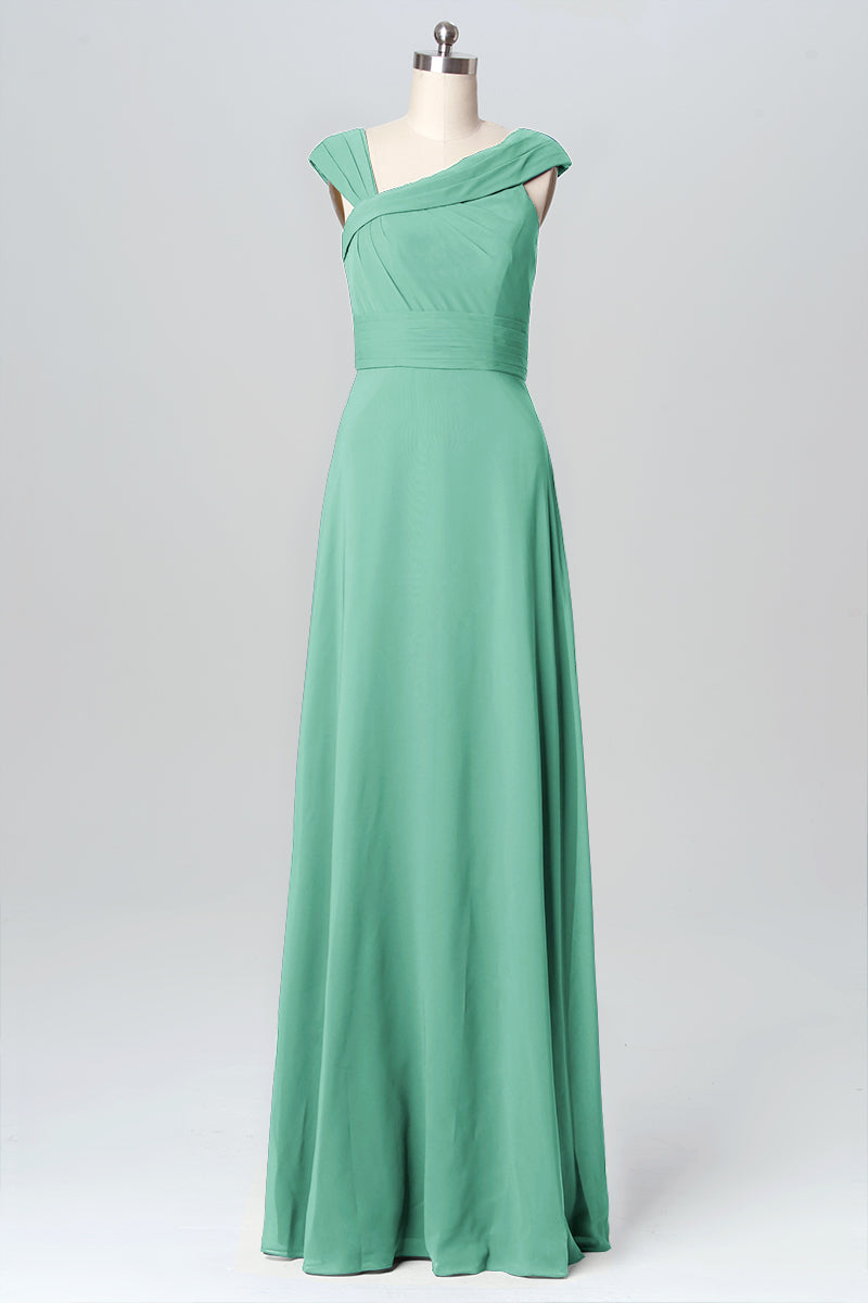 Chiffon Column Straps Sleeveless Bridesmaid Dress-B03082