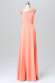 Chiffon Column Straps Sleeveless Bridesmaid Dress-B03082