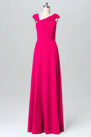 Chiffon Column Straps Sleeveless Bridesmaid Dress-B03082