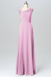 Chiffon Column Straps Sleeveless Bridesmaid Dress-B03082