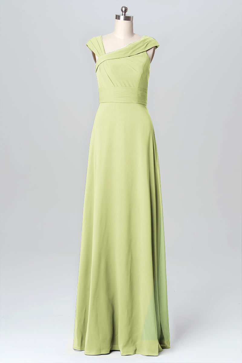 Chiffon Column Straps Sleeveless Bridesmaid Dress-B03082