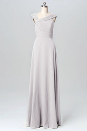 Chiffon Column Straps Sleeveless Bridesmaid Dress-B03082