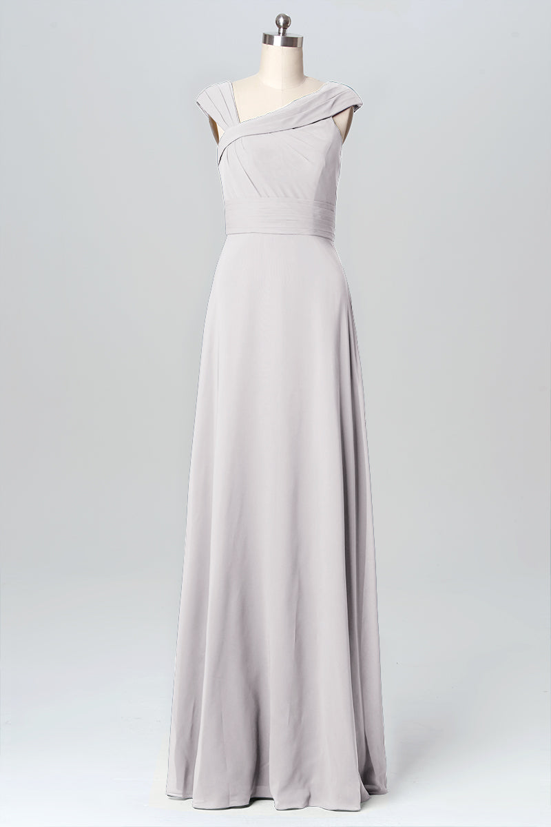 Chiffon Column Straps Sleeveless Bridesmaid Dress-B03082