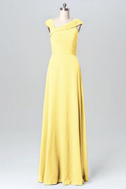 Chiffon Column Straps Sleeveless Bridesmaid Dress-B03082