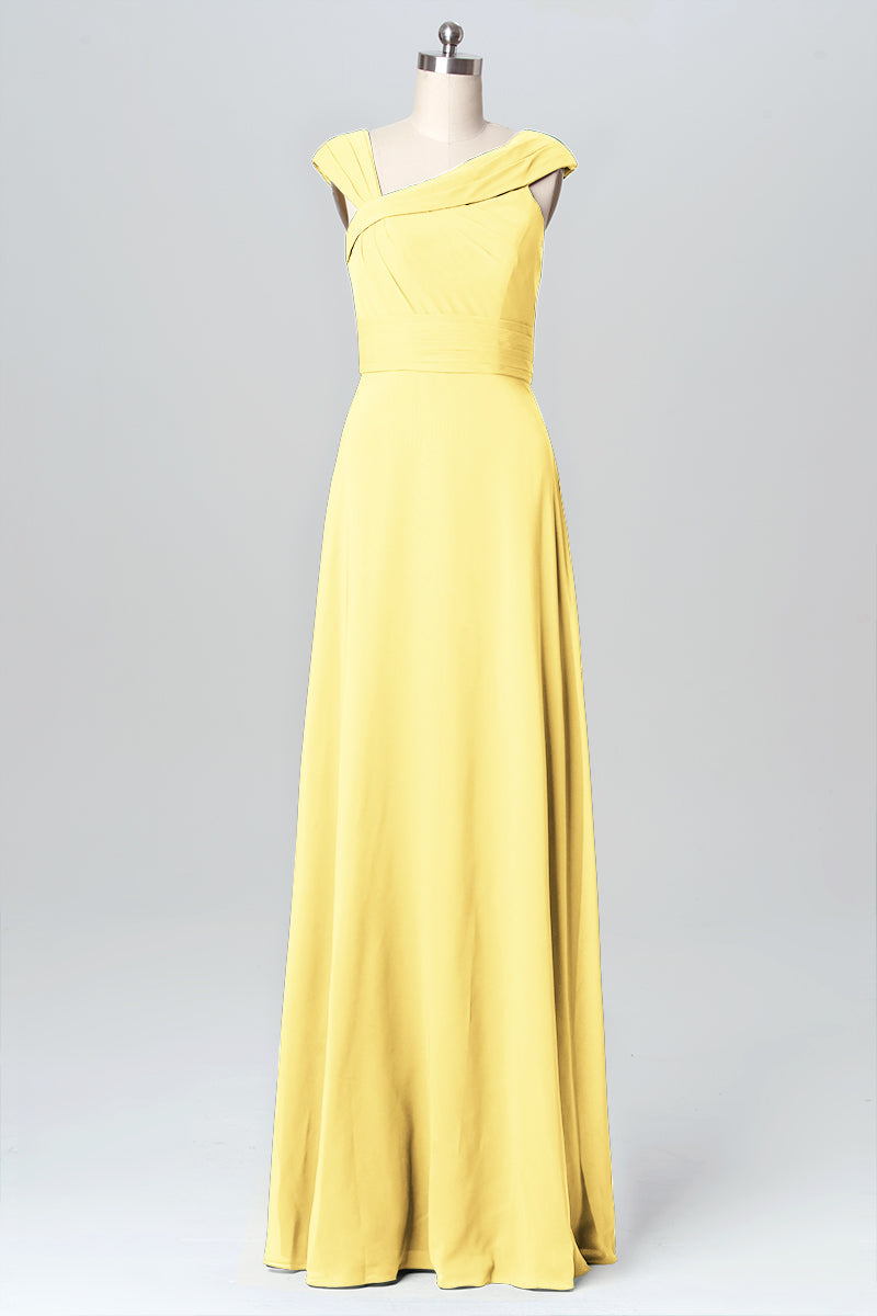 Chiffon Column Straps Sleeveless Bridesmaid Dress-B03082