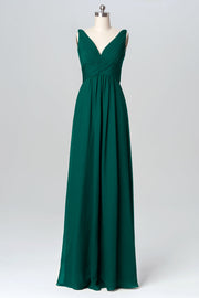 Chiffon Column V-Neck Sleeveless Bridesmaid Dress-B03086